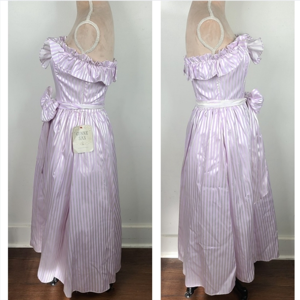 Vintage Gunne Sax Lavender Purple Striped Sweethart Neckline Midi Party Dress 7 - Picture 3 of 16